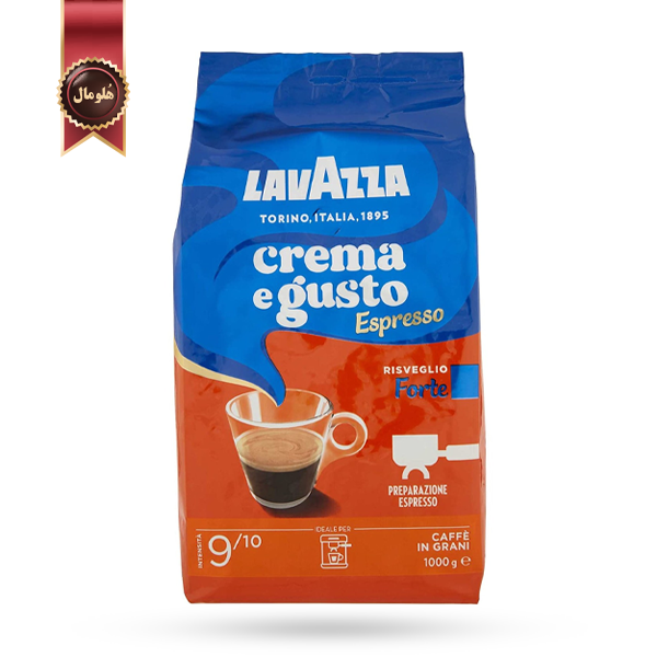 دانه قهوه لاوازا مدل Crema e gusto espresso forte یک کیلویی